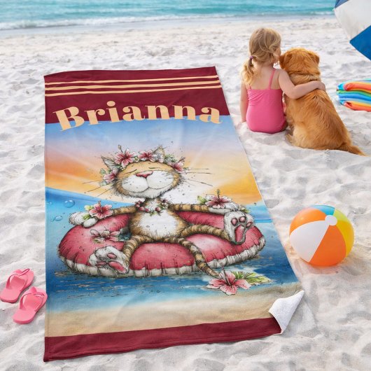 Persoonlijke kattenstrandhanddoek  strandlaken