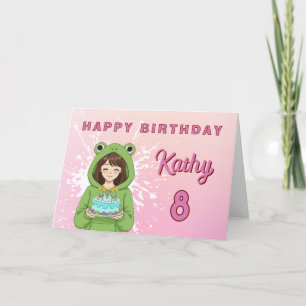 Persoonlijke Kawaii Kikker Trui Meisje Verjaardag Kaart