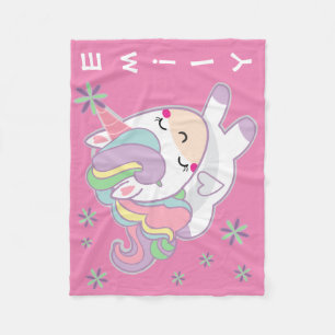 Persoonlijke Kawaii Pastel Girly Unicorn Fleece Deken
