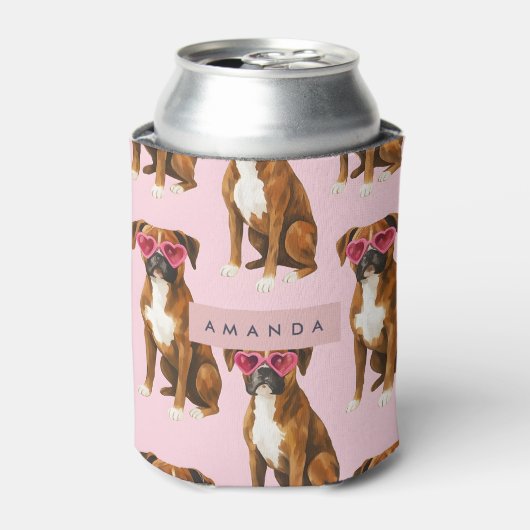 Persoonlijke Kawaii Trendy Boxer Hond Blikjeskoeler (Blikje Voorkant)