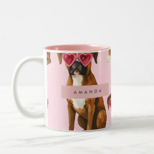 Persoonlijke Kawaii Trendy Boxer Hond Tweekleurige Koffiemok