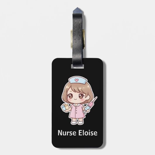Persoonlijke Kawaii Verpleegster Bagagelabel (Achterkant verticaal)
