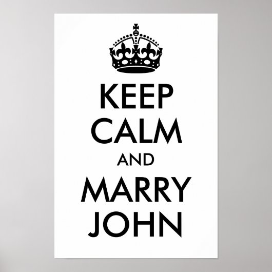 Persoonlijke Keep Calm and Marry On Zwart Poster (Voorkant)