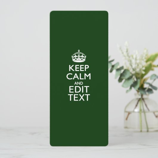 Persoonlijke Keep Calm And Your Text Groene Decora (Staand voorkant)
