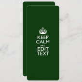 Persoonlijke Keep Calm And Your Text Groene Decora (Voorkant / Achterkant)