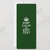 Persoonlijke Keep Calm And Your Text Groene Decora (Voorkant)