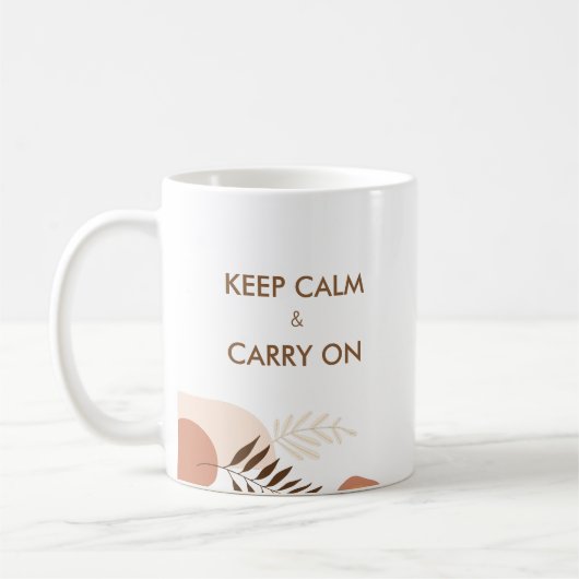 Persoonlijke Keep Calm & Carry On Moderne Chic Koffiemok (Links)