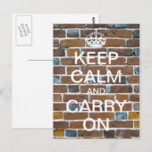 Persoonlijke KEEP CALM en CARRY ON - stenen Briefkaart (Voorkant / Achterkant)