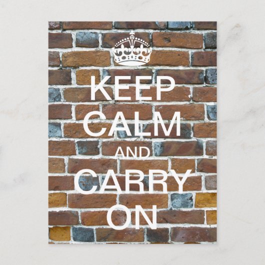 Persoonlijke KEEP CALM en CARRY ON - stenen Briefkaart (Voorkant)