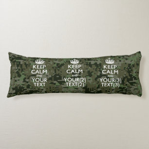 Persoonlijke KEEP CALM EN Jouw tekst Digital Camo Lichaamskussen