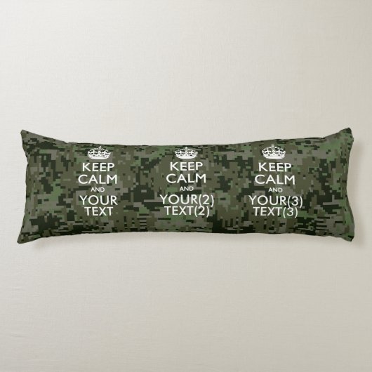 Persoonlijke KEEP CALM EN Jouw tekst Digital Camo Lichaamskussen (Voorkant)