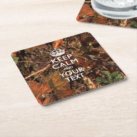 Persoonlijke KEEP CALM en Jouw tekst Hunter Camo Kartonnen Onderzetters (Schuin)