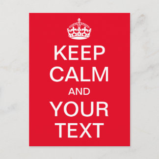 Persoonlijke KEEP CALM en UW TEKST - witte woorden Briefkaart