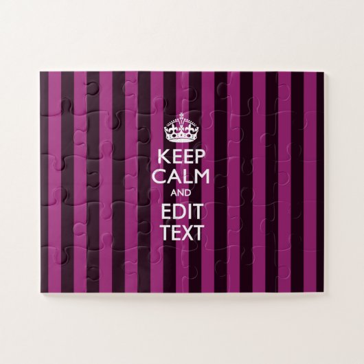 Persoonlijke Keep Calm Fuchsia Strepen Legpuzzel (Horizontaal)