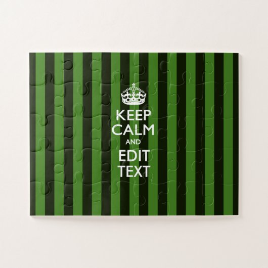 Persoonlijke Keep Calm groene strepen decor Legpuzzel (Horizontaal)