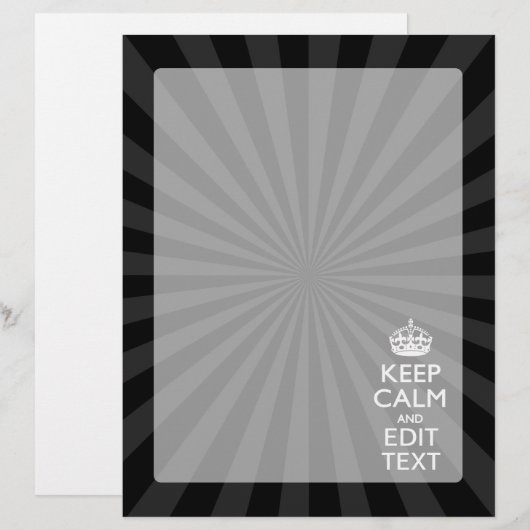 Persoonlijke KEEP CALM Jouw tekst Black Sunburst (Voorkant / Achterkant)