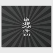 Persoonlijke KEEP CALM Jouw tekst Black Sunburst Cadeaupapier (Vlak)