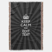 Persoonlijke KEEP CALM Jouw tekst Black Sunburst Deken (Voorkant Verticaal)