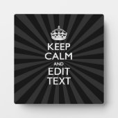 Persoonlijke KEEP CALM Jouw tekst Black Sunburst Fotoplaat (Voorkant)