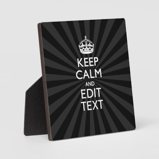 Persoonlijke KEEP CALM Jouw tekst Black Sunburst Fotoplaat (Voorkant)