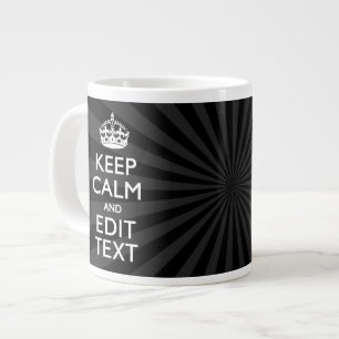 Persoonlijke KEEP CALM Jouw tekst Black Sunburst Grote Koffiekop
