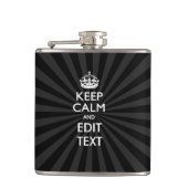 Persoonlijke KEEP CALM Jouw tekst Black Sunburst Heupfles (Voorkant)