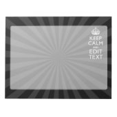 Persoonlijke KEEP CALM Jouw tekst Black Sunburst Notitieblok (Voorkant)