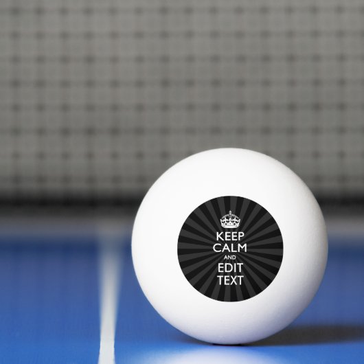 Persoonlijke KEEP CALM Jouw tekst Black Sunburst Pingpongbal (Net)