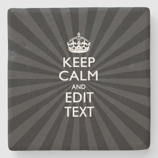 Persoonlijke KEEP CALM Jouw tekst Black Sunburst Stenen Onderzetter (Voorkant)