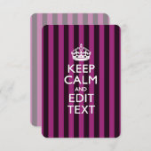 Persoonlijke KEEP CALM Uw Tekst Fuchsia Strepen (Voorkant / Achterkant)