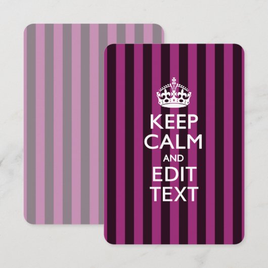 Persoonlijke KEEP CALM Uw Tekst Fuchsia Strepen (Voorkant / Achterkant)
