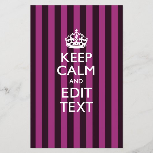 Persoonlijke KEEP CALM Uw tekst Fuchsia Strepen Flyer (Voorkant)