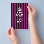 Persoonlijke KEEP CALM Uw tekst Fuchsia Strepen Flyer (Hand)