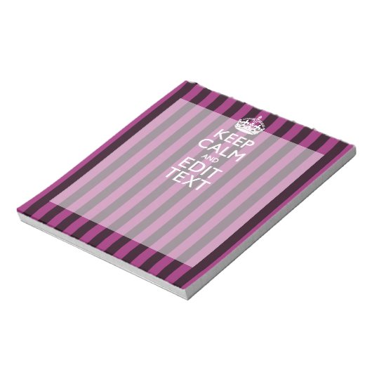 Persoonlijke KEEP CALM Uw tekst op roze fuchsia Notitieblok (Linkerzijde)