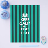 Persoonlijke KEEP CALM Uw tekst turkoois gestreept Flyer (Enkel)