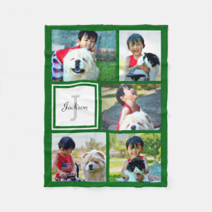Persoonlijke Kelly Green Photo Collage Monogrammed Fleece Deken
