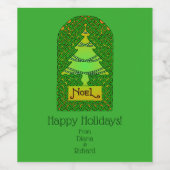 Persoonlijke Keltische kerstboom Wijn Etiket (Enkel label)