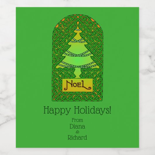 Persoonlijke Keltische kerstboom Wijn Etiket (Enkel label)