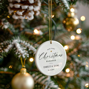 Persoonlijke keramische kerstbal met verguld hart keramisch ornament