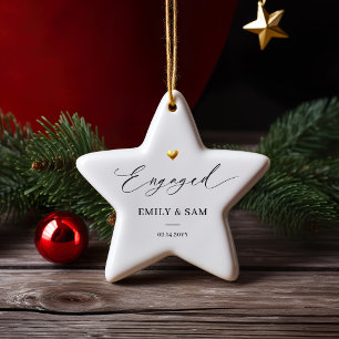 Persoonlijke keramische kerstversiering met gouden keramisch ornament