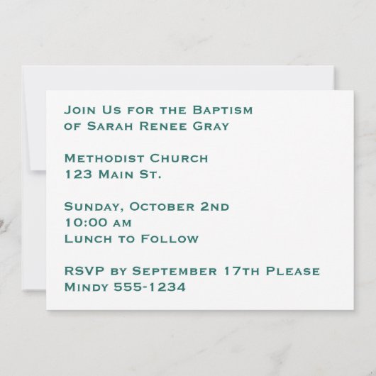 Persoonlijke kerk Steeple Baptism Kaart (Achterkant)