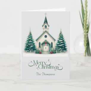 Persoonlijke kerkscene kerstkaart kaart