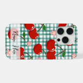 Persoonlijke Kers op Groene Gingham Hoesje – iPhone Hoesje (Achterkant horizontaal)