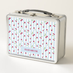 Persoonlijke kersen blauwe strepen retro cute