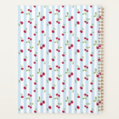 Persoonlijke kersen blauwe strepen retro cute planner (Achterkant)
