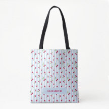 Persoonlijke kersen blauwe strepen retro cute