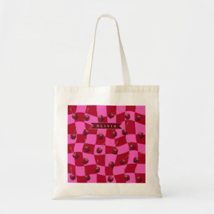 Persoonlijke Kersenruit Retro Aangepaste Naam Tote Bag