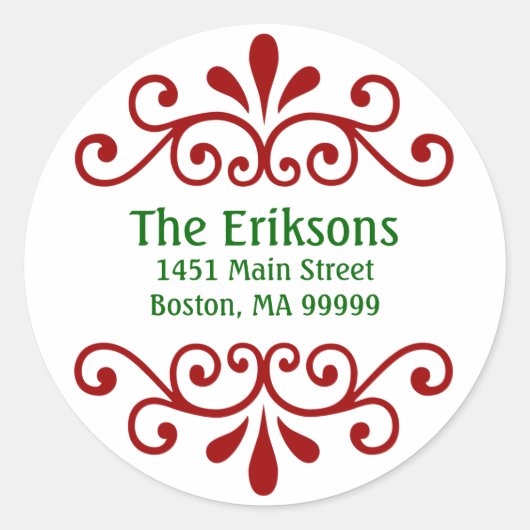 Persoonlijke kerst adreslabels ronde sticker (Voorkant)