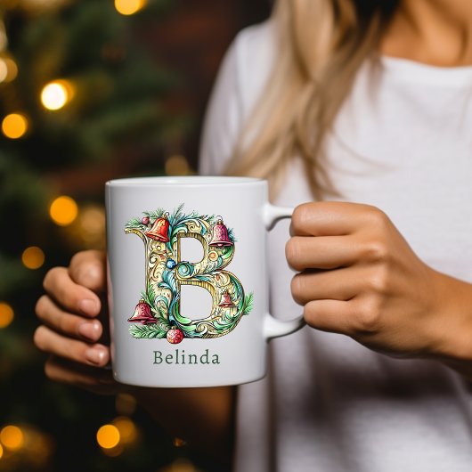 Persoonlijke Kerst B Initiële Monogram Koffiemok