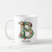 Persoonlijke Kerst B Initiële Monogram Koffiemok (Links)